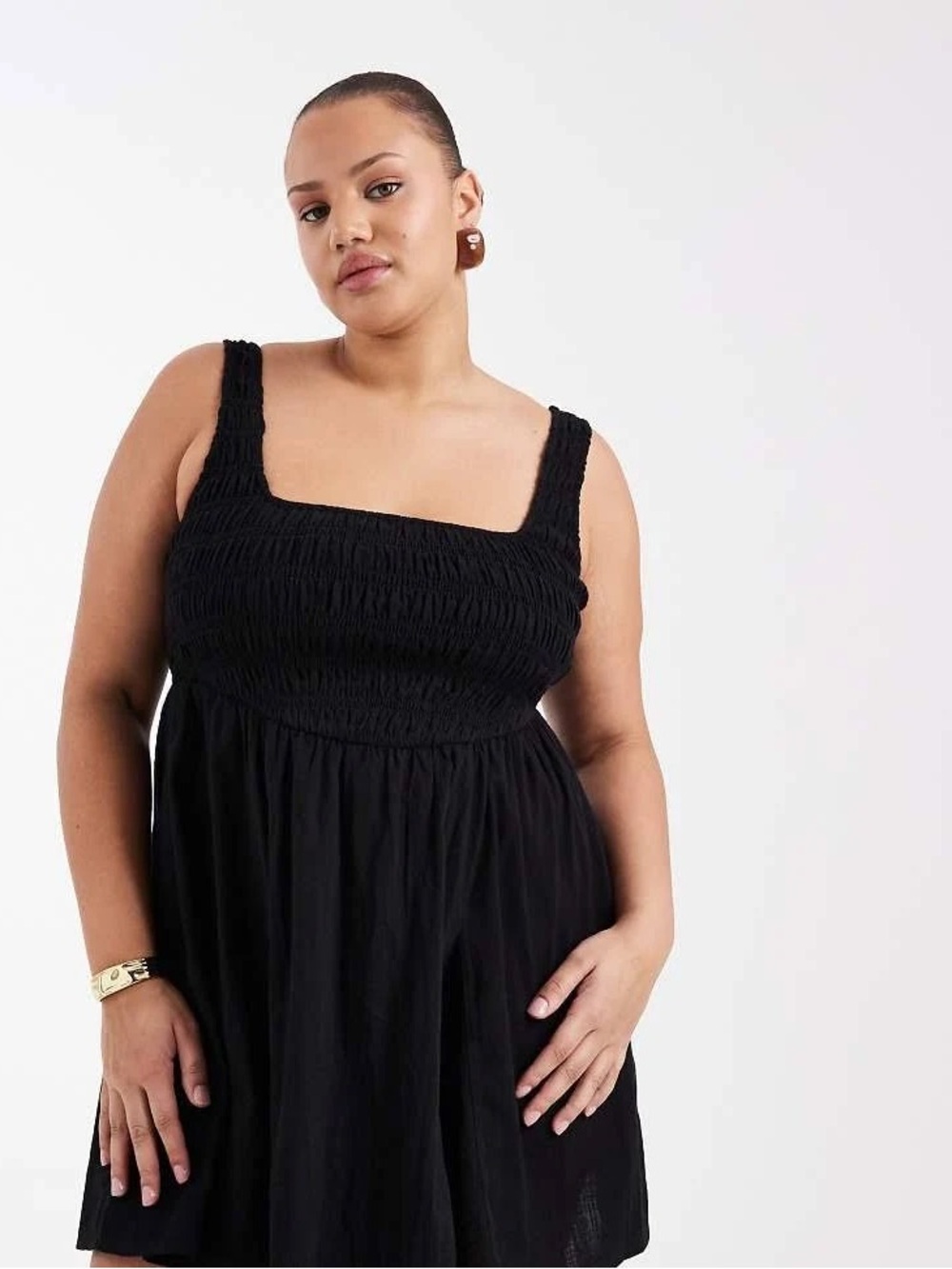 ASOS DESIGN Ruched Scoop Smock Mini Dress